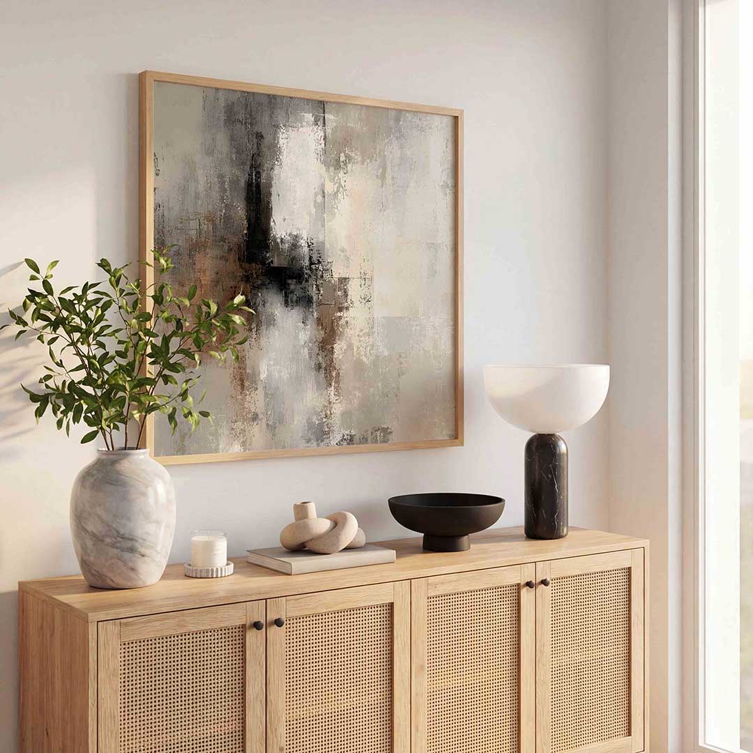 Abstracte beige en grijze Poster