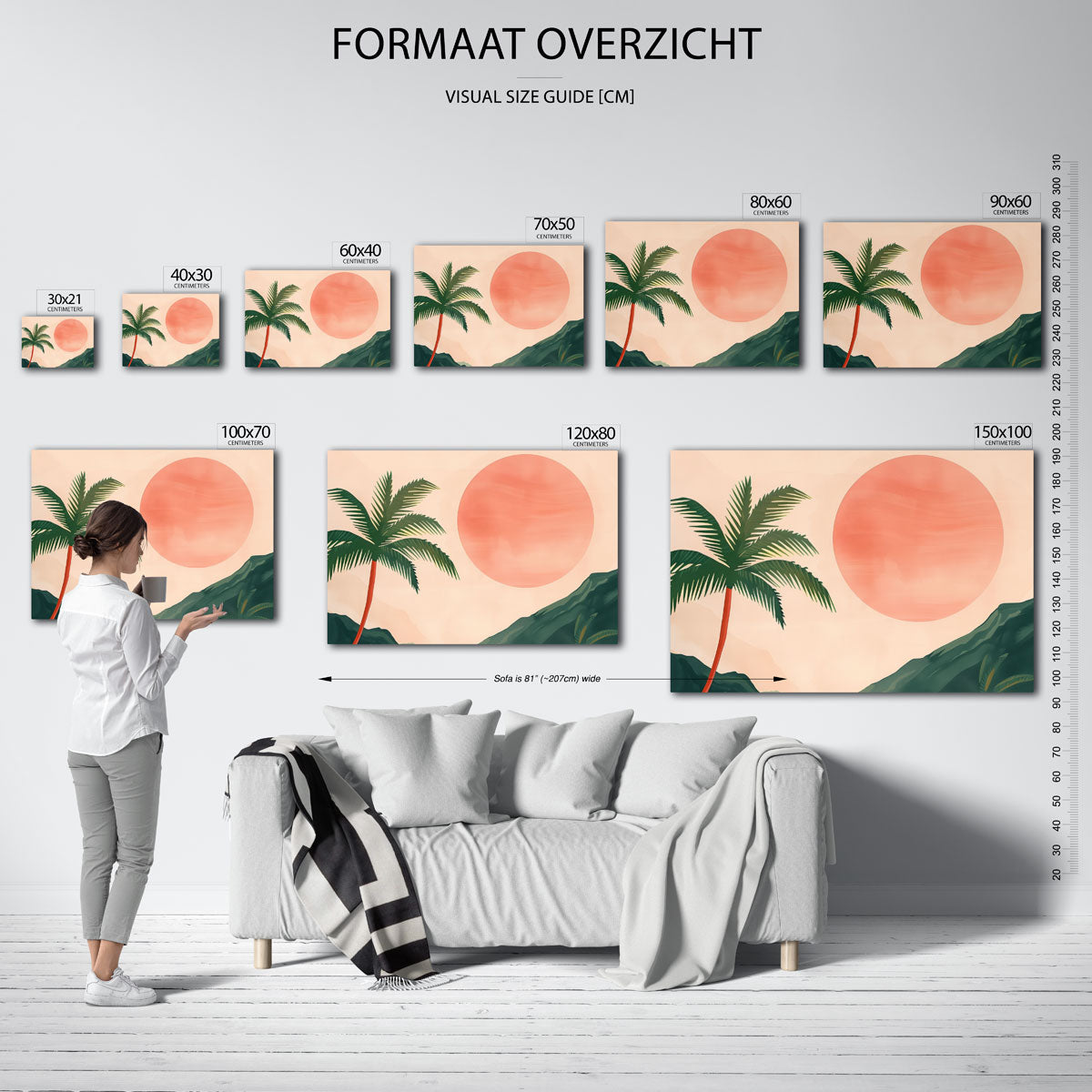 Palmboom en zon Poster