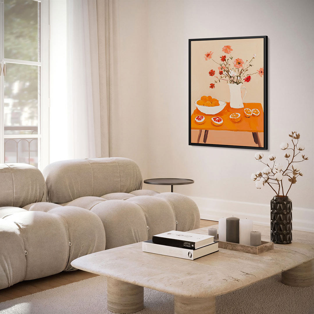 Bloemen en citrus Kunstwerk
