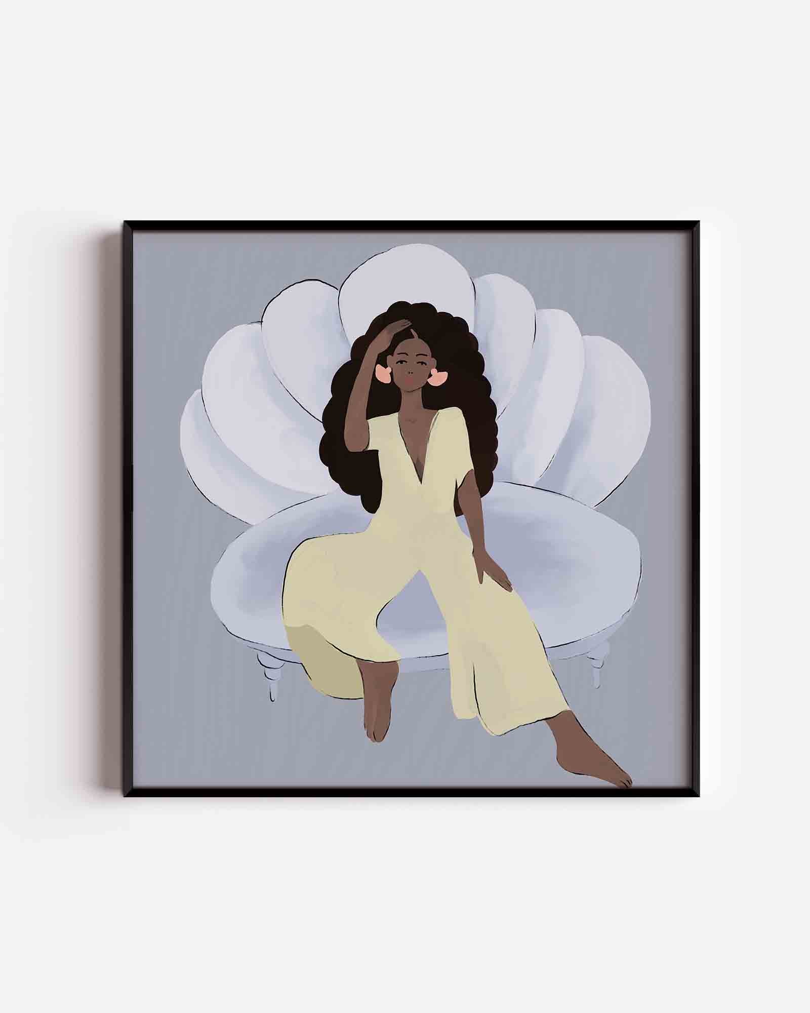 Vrouw op schelp Poster