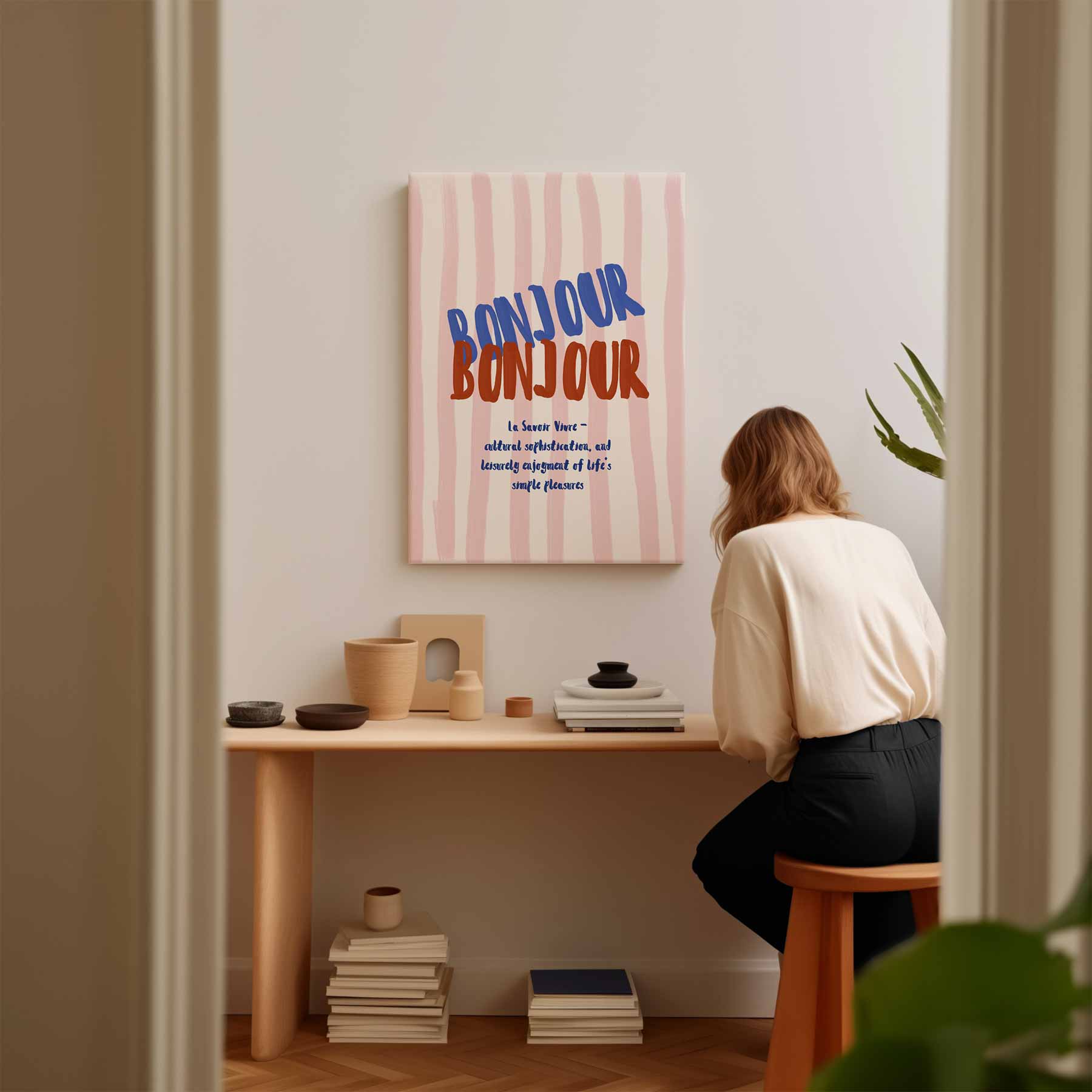 Bonjour Bonheur Kunstwerk-canvas-dibond-plexiglas-wanddecoratie-WallArtistic