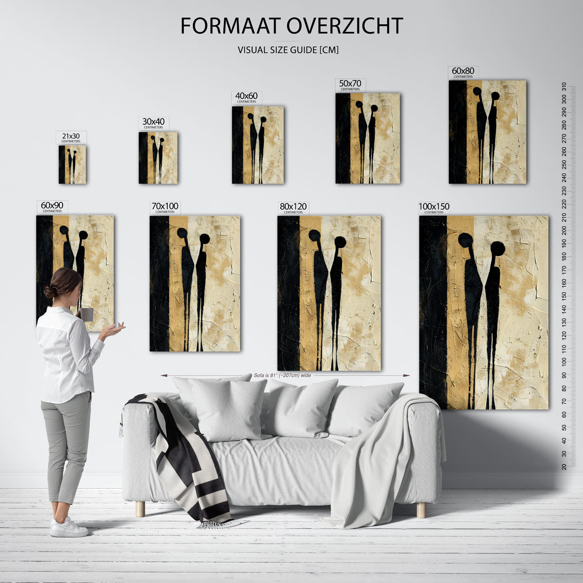 Twee figuren op beige Poster