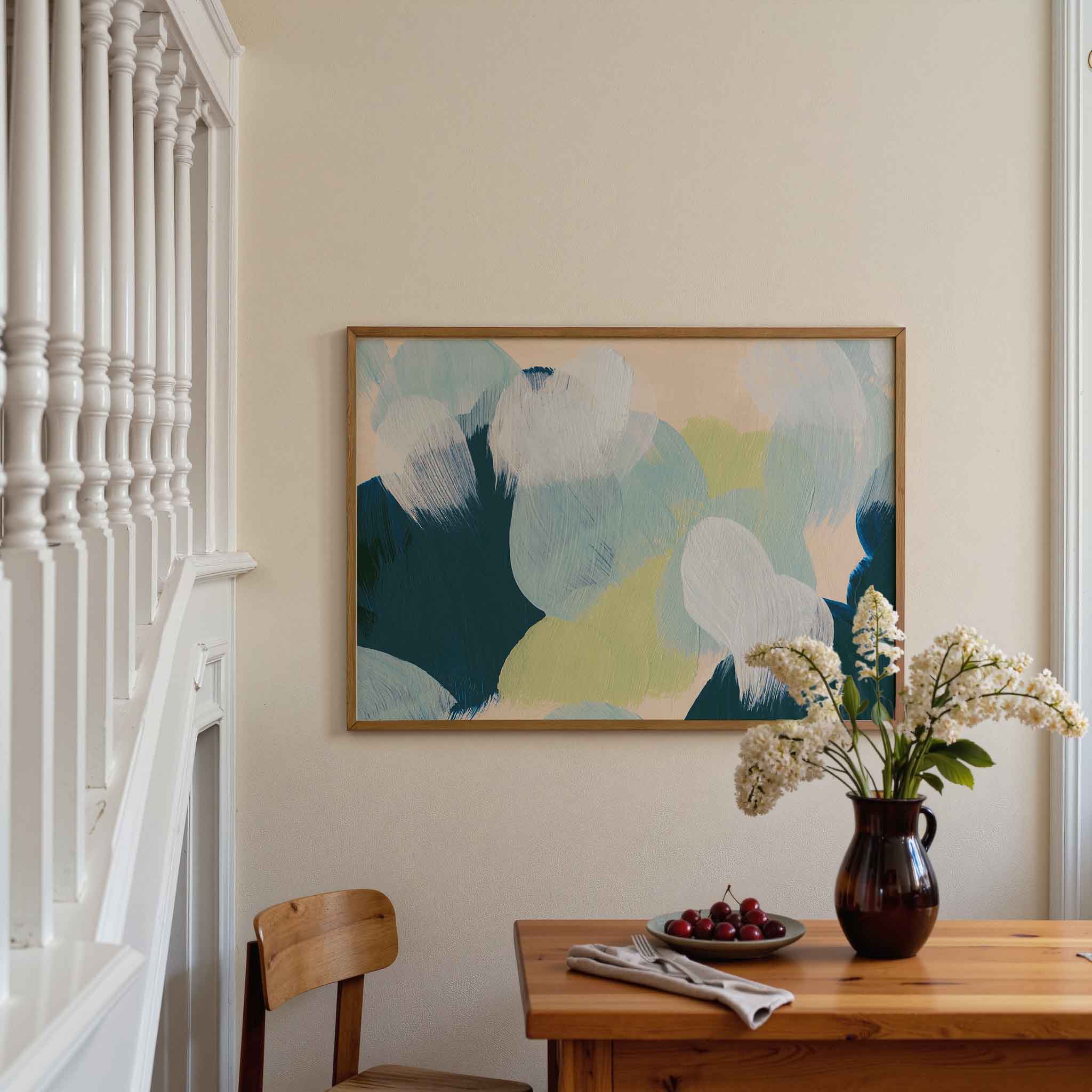 Abstracte penseelstreken Poster