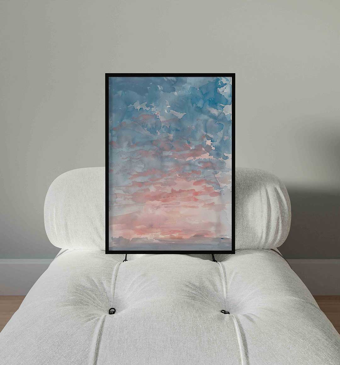 Blauwe en roze lucht Poster