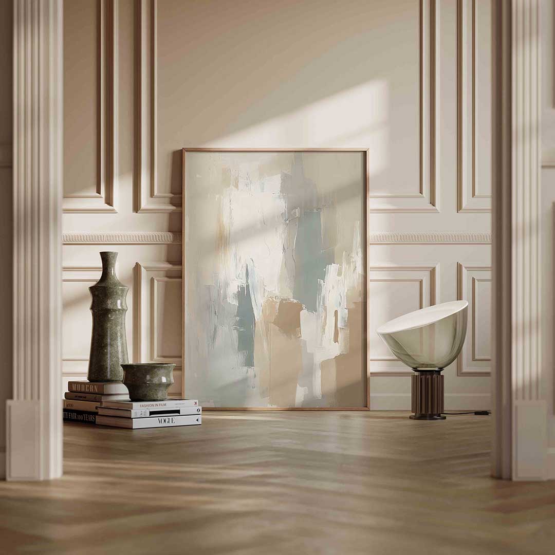 Abstracte beige en grijze Poster
