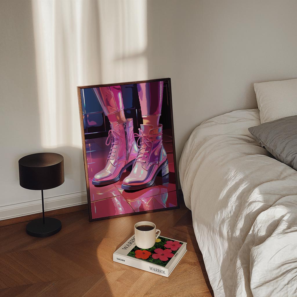 Trendy Roze Enkellaarzen Poster-WallArtistic
