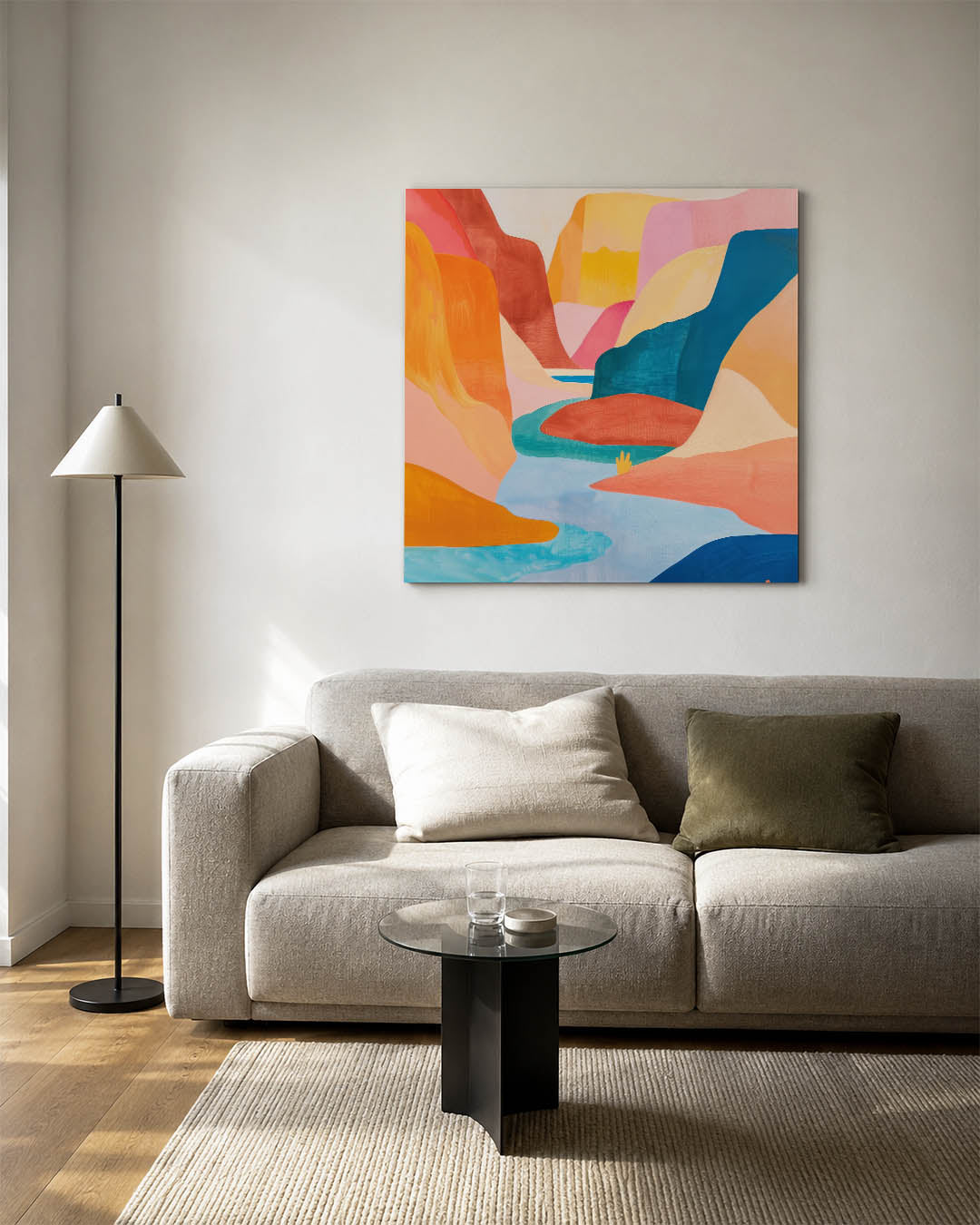 Vloeiende kleurenlandschap Kunstwerk