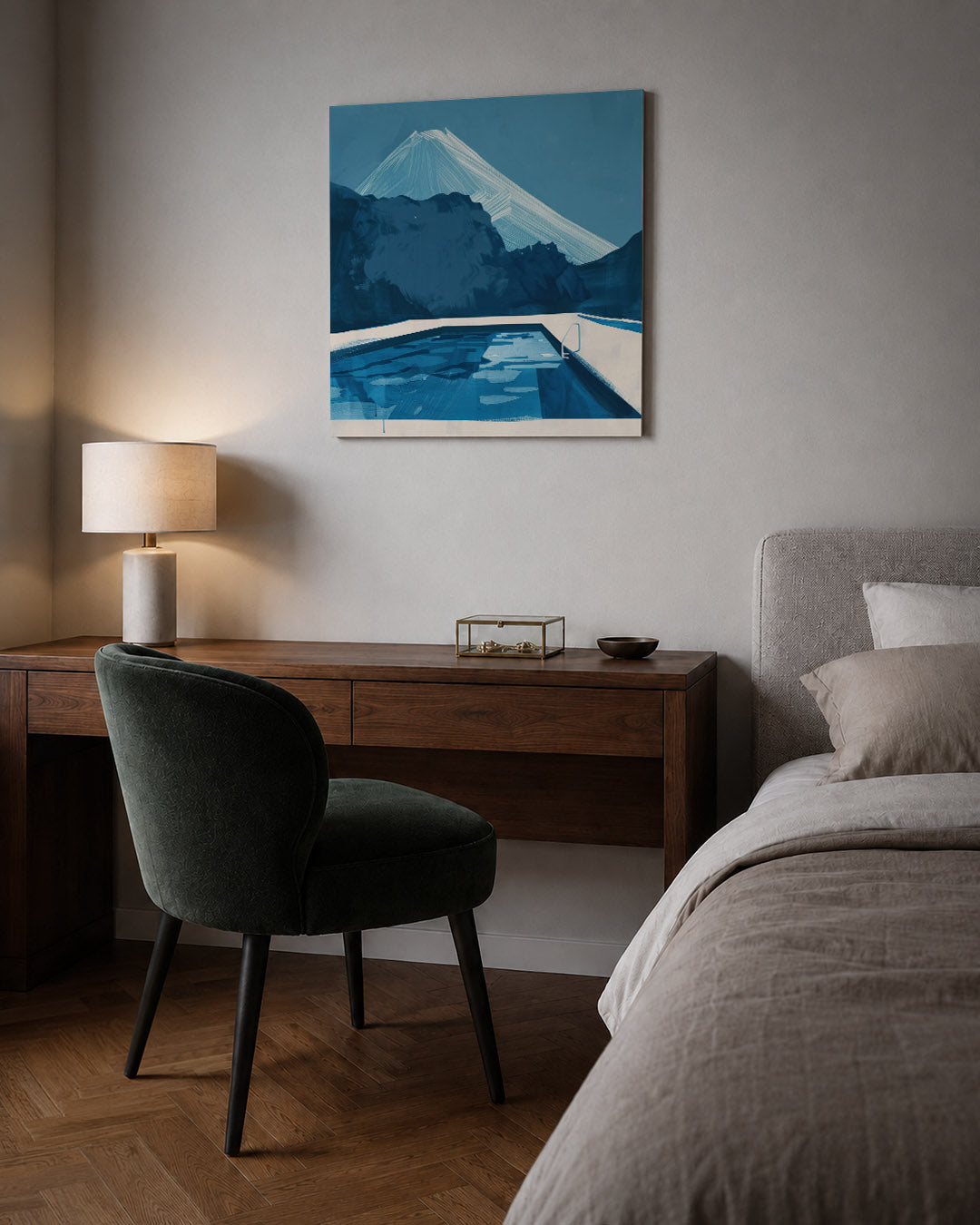 Blauwe berglandschap Kunstwerk