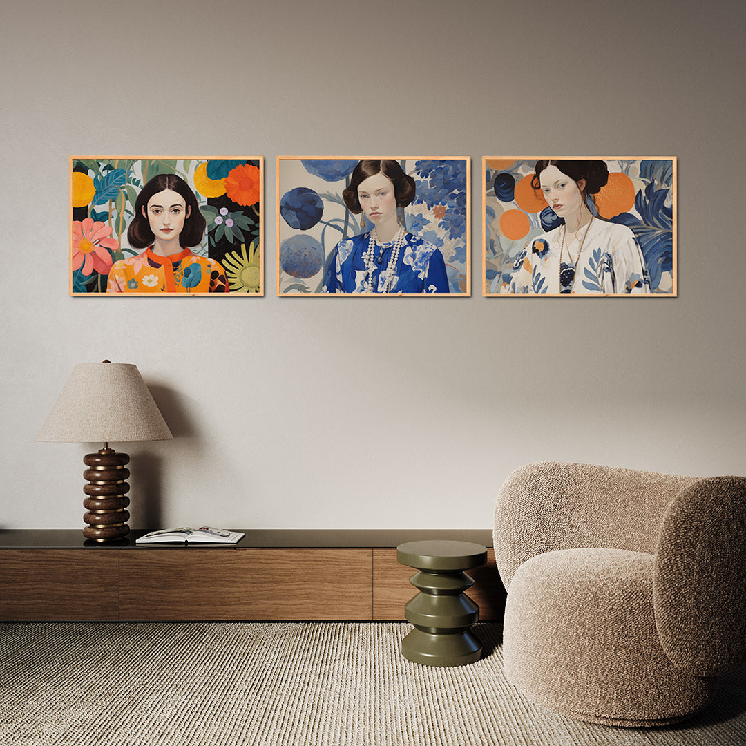 Bloemen en portret Posterset
