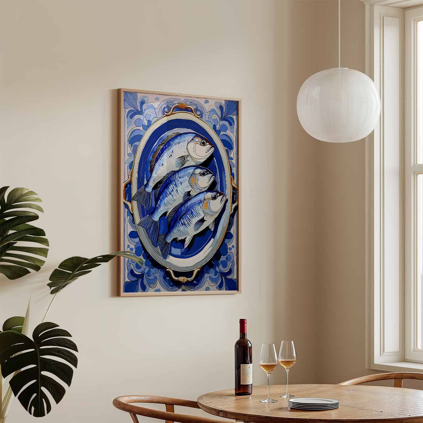 Stijlvolle Blauwe Visprint Poster-WallArtistic
