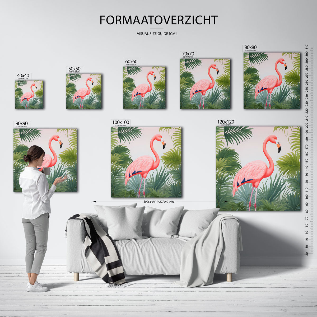 Flamingo in tropisch groen Poster