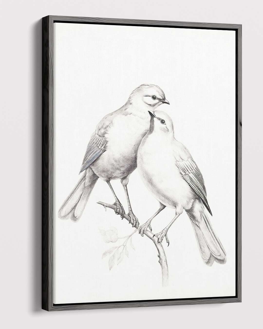 Romantische Vogelschets Kunstwerk-canvas-dibond-plexiglas-wanddecoratie-WallArtistic