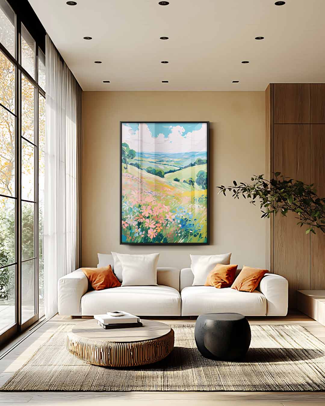 Zomerse Bloemenveld Harmonie Kunstwerk-canvas-dibond-plexiglas-wanddecoratie-WallArtistic