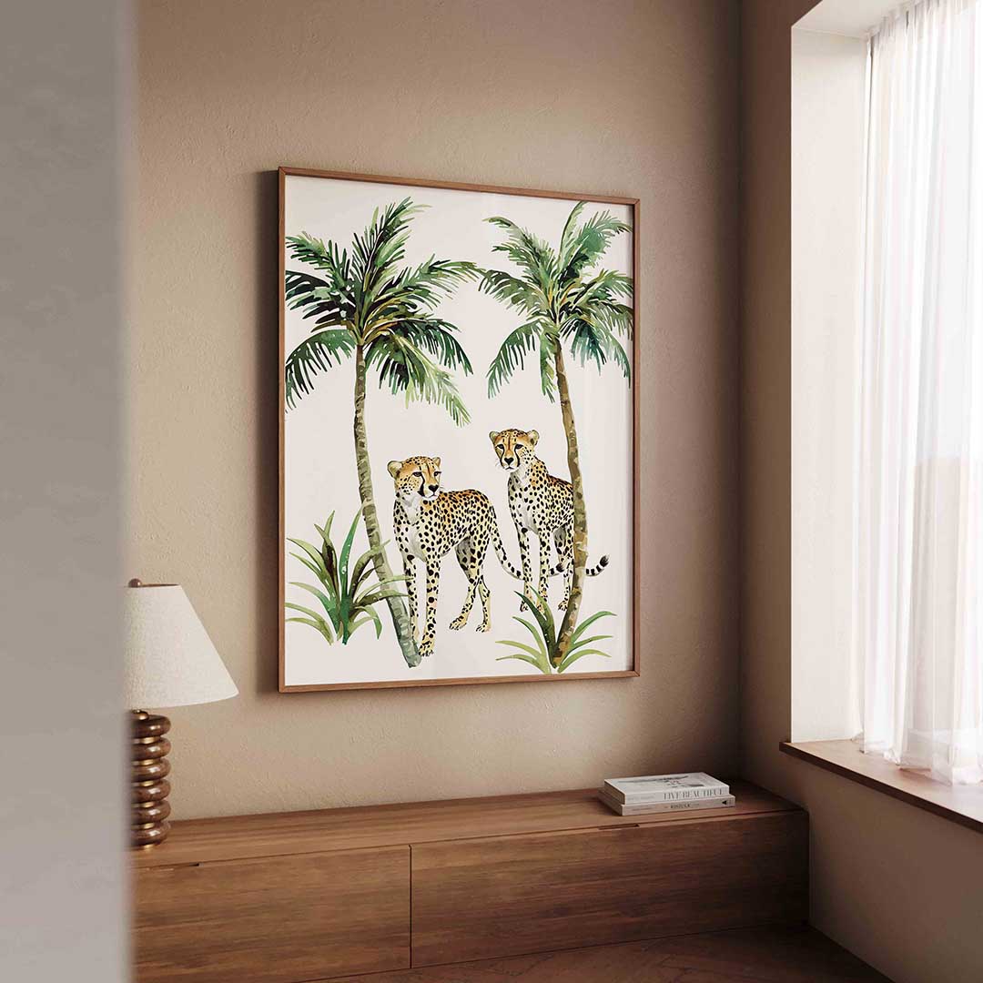 Luipaarden en palmbomen Poster