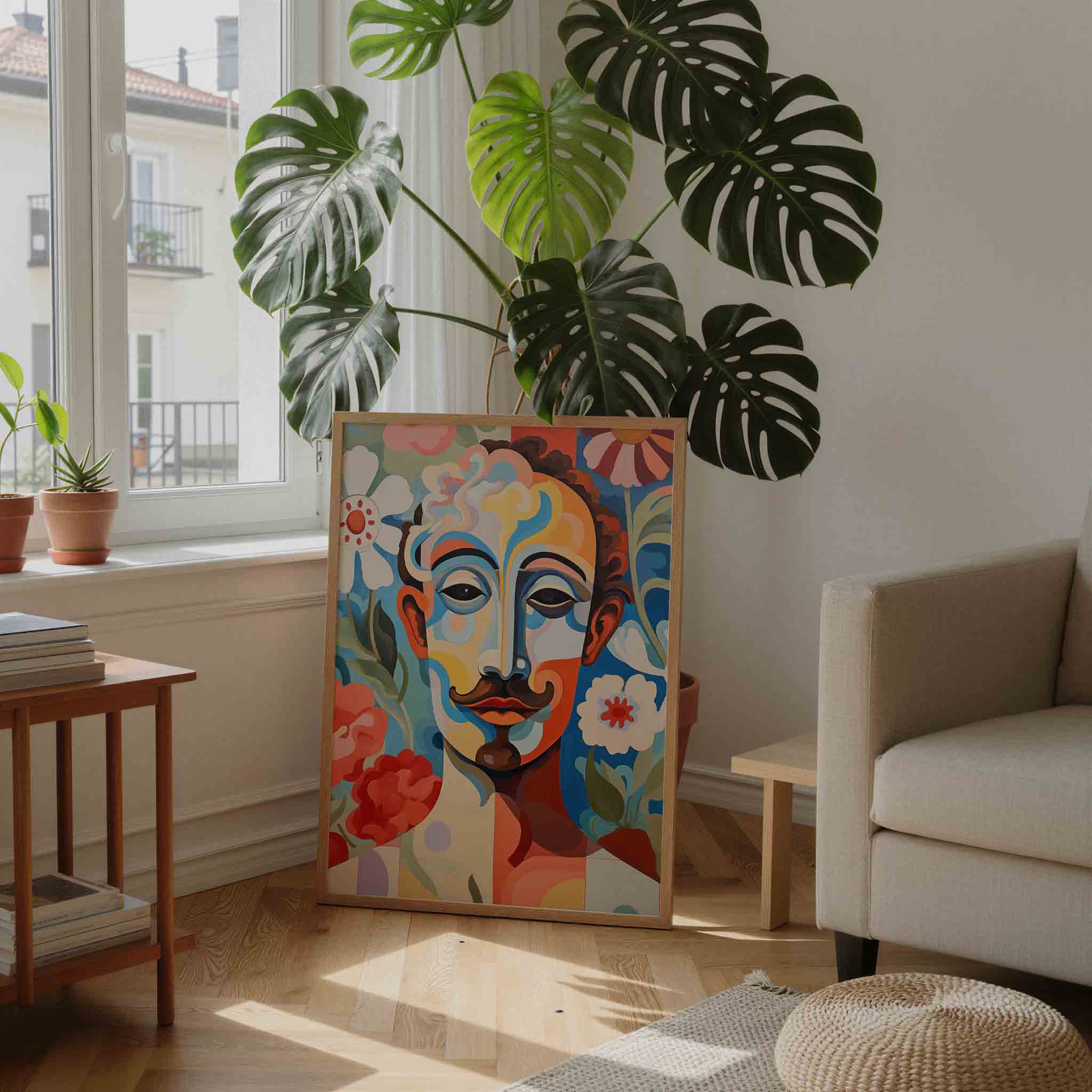 Gezicht met bloemen Poster