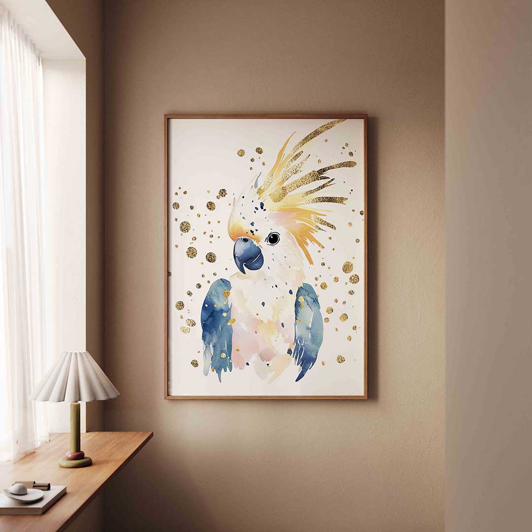 Papegaai met gouden accenten Poster