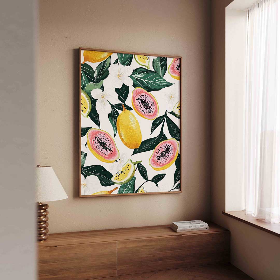 Tropische vruchten en bloemen Poster