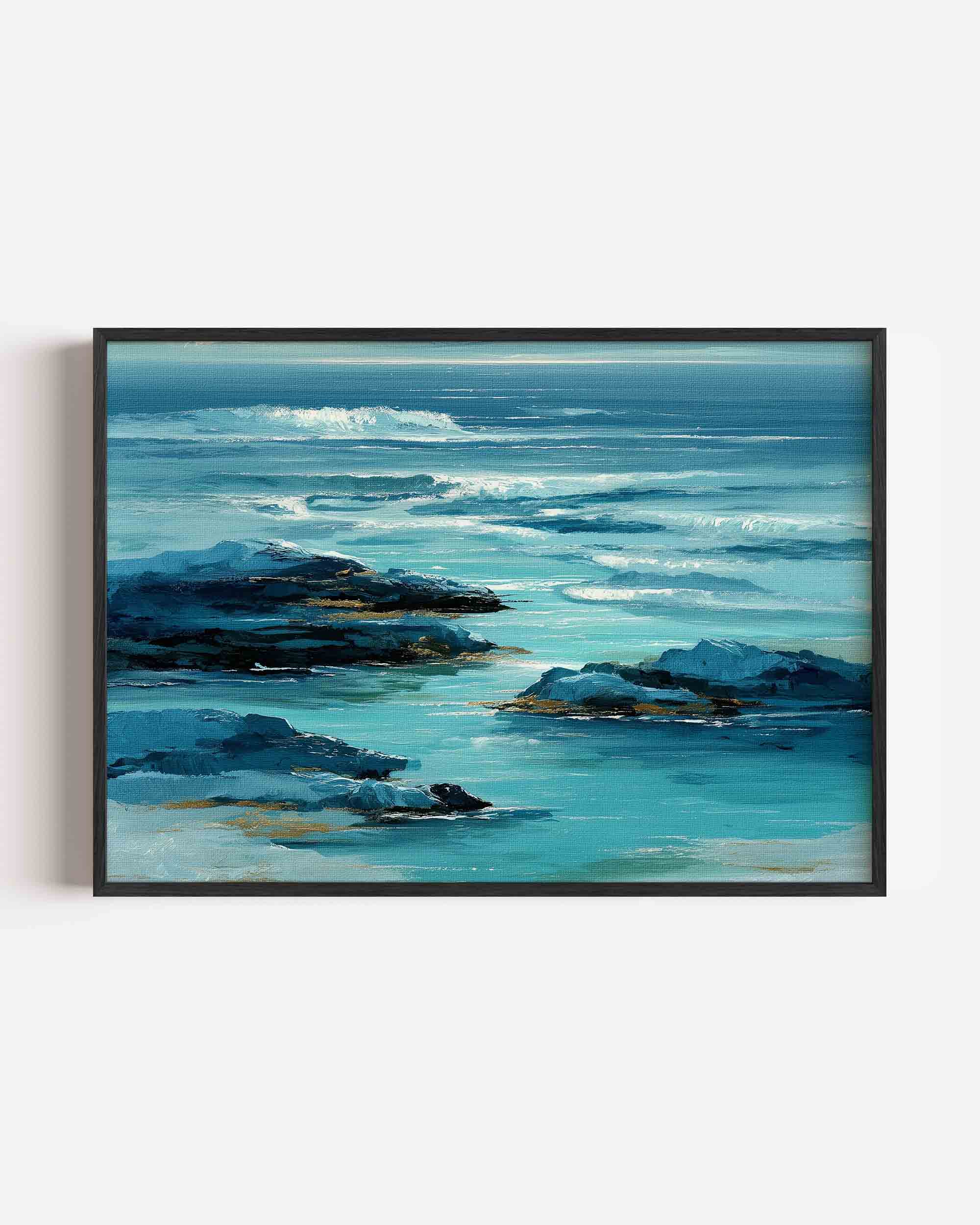 Golven en rotsen Poster