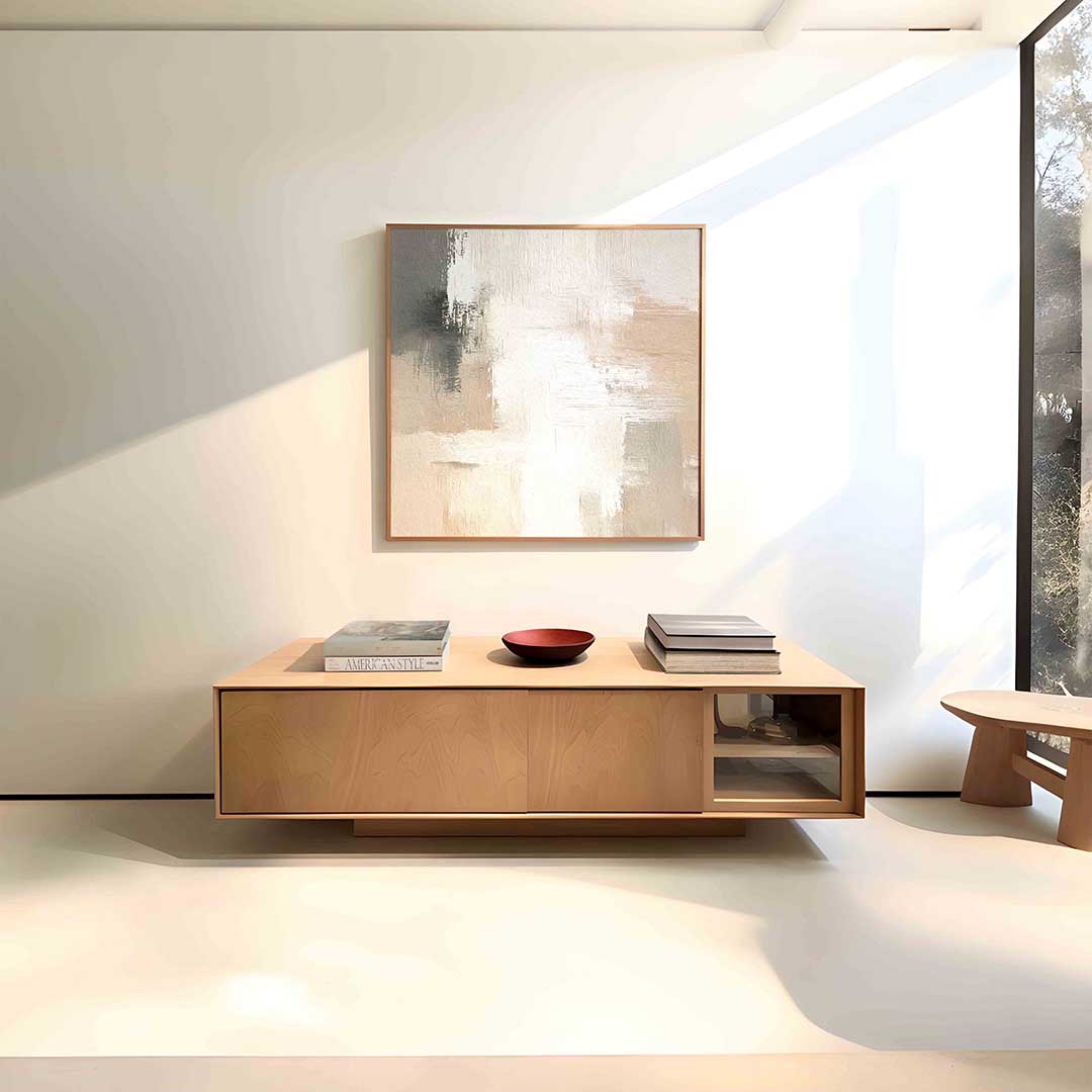 Abstracte beige en grijze Poster