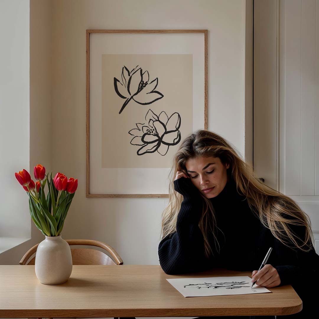 Elegante Bloemenillustratie Poster-WallArtistic