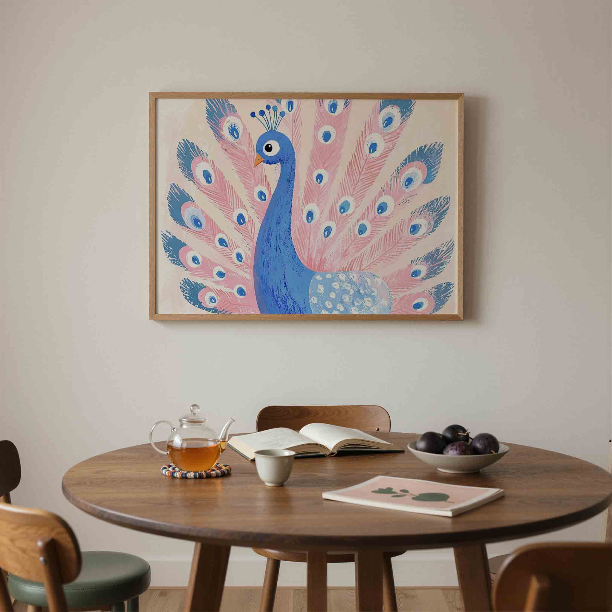 Pauw met kleurrijke veren Poster