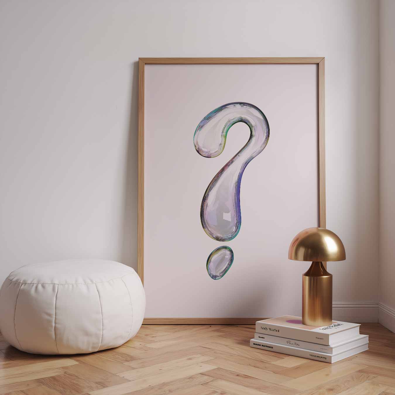 Vraagteken Glas Poster-WallArtistic
