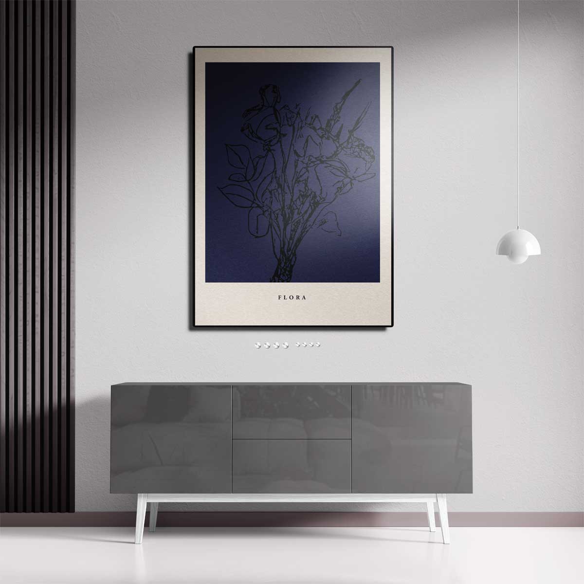 Flora in Donkerblauw Kunstwerk-canvas-dibond-plexiglas-wanddecoratie-WallArtistic