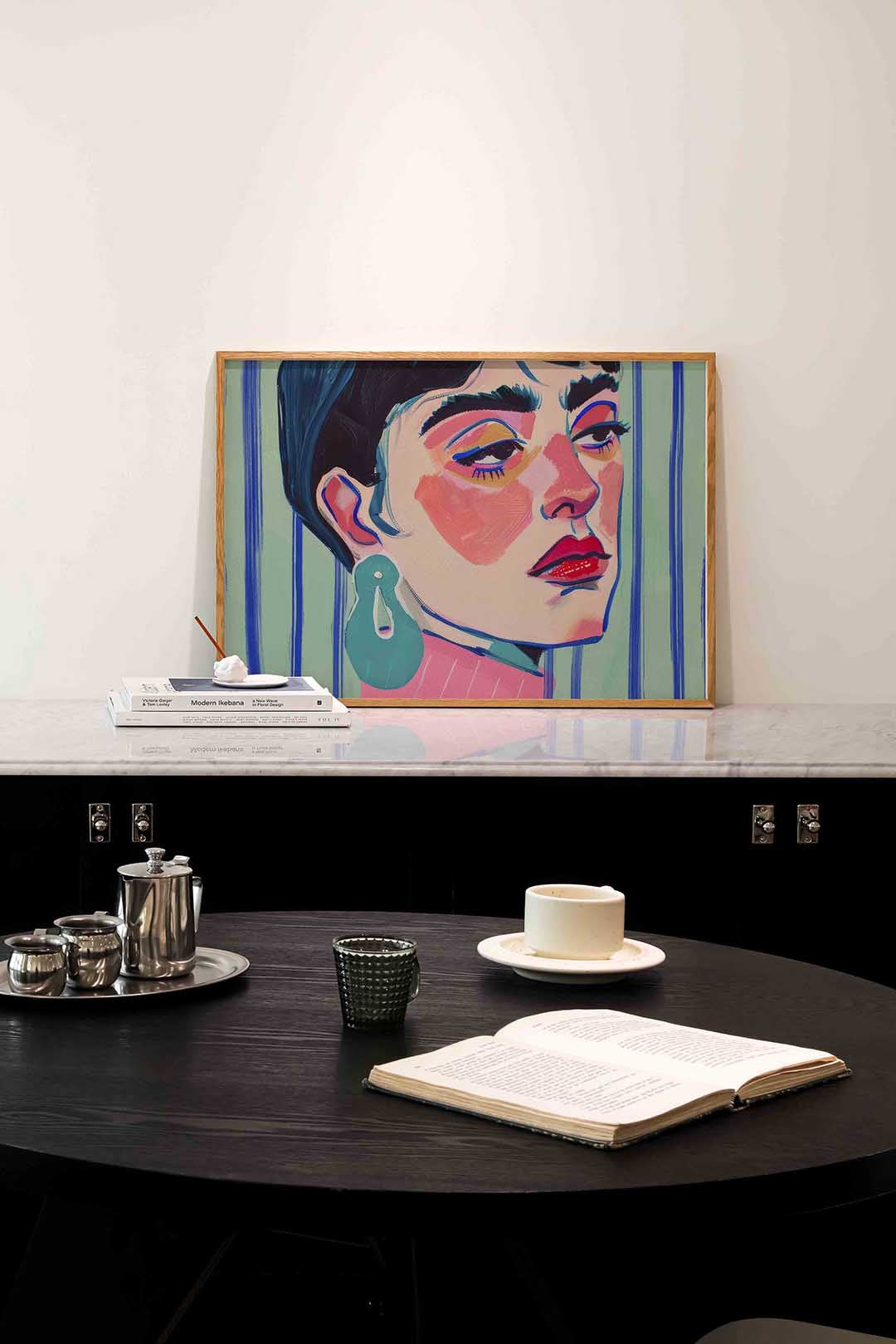 Portret met kleurrijke accenten Poster