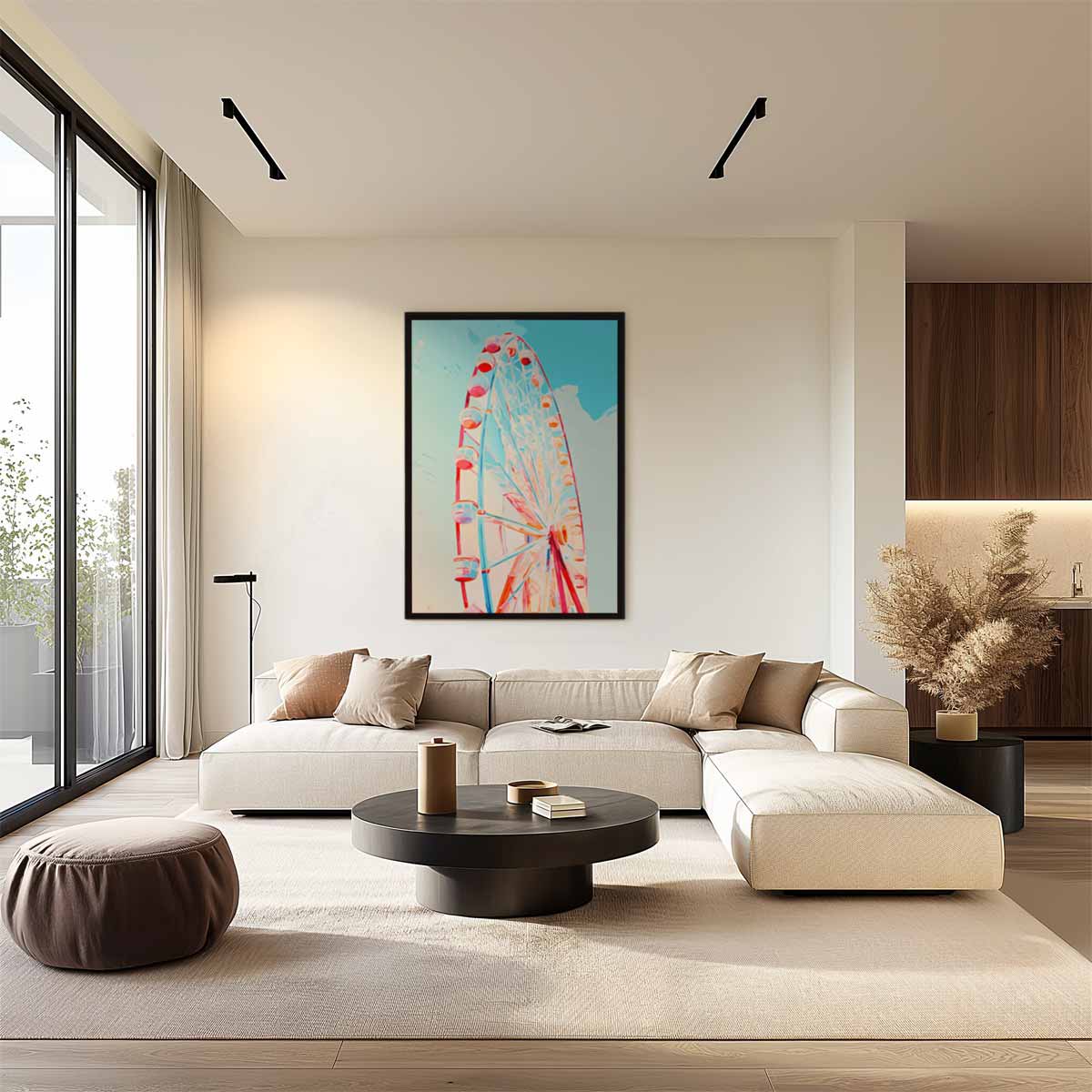 Kleurrijke Reuzenrad Droom Kunstwerk-canvas-dibond-plexiglas-wanddecoratie-WallArtistic