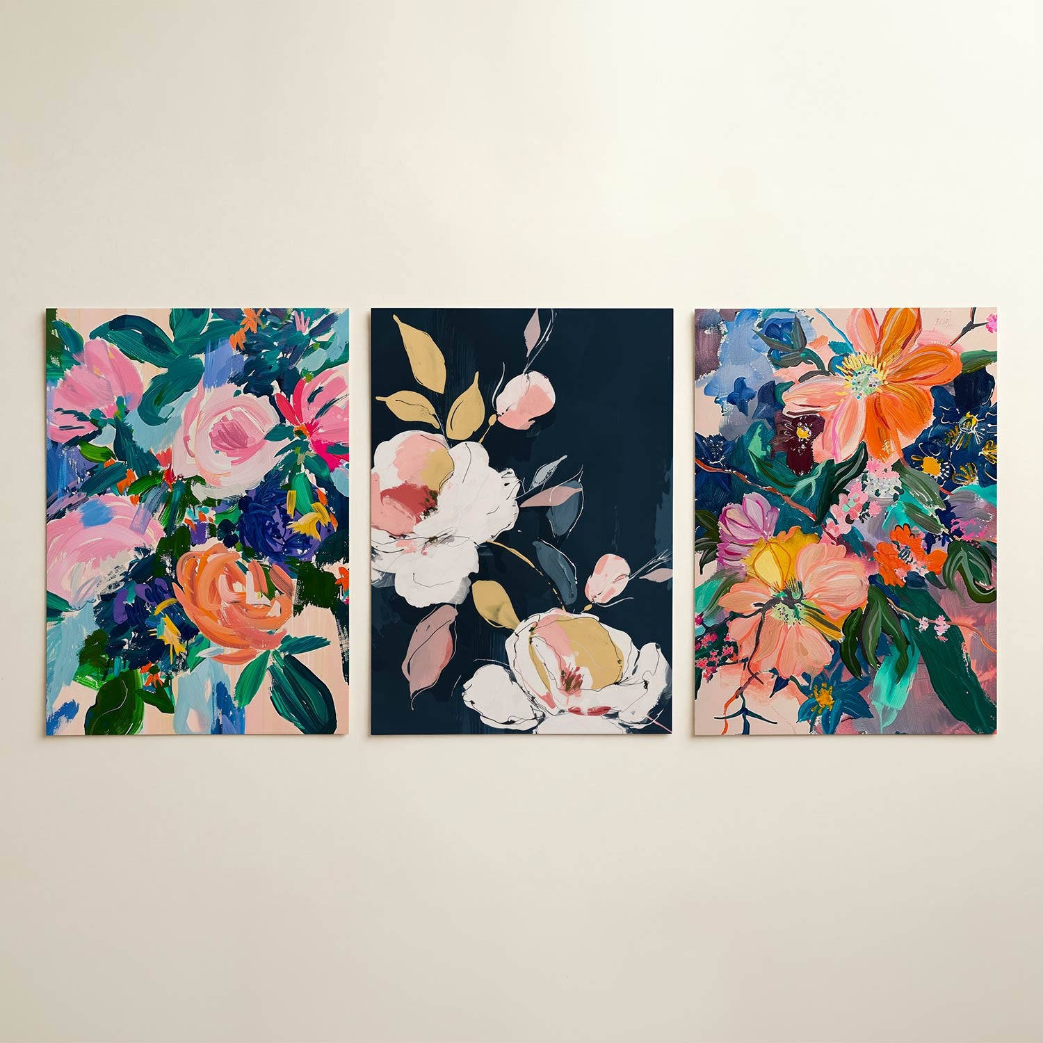 Kleurrijke bloemenvormen Posterset