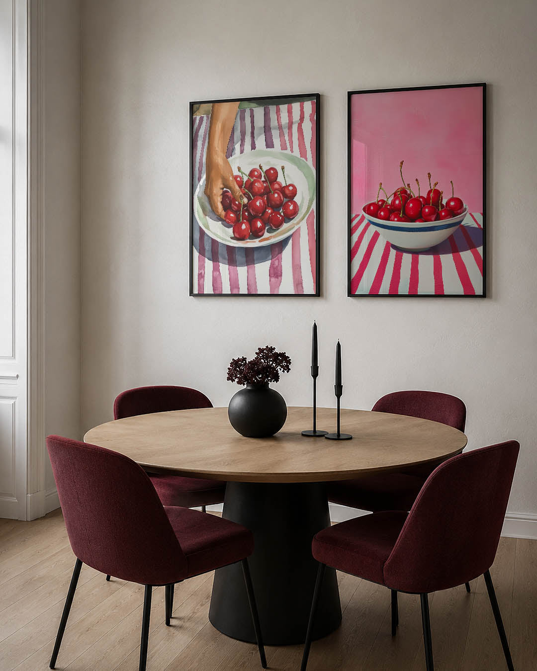 Kersen en strepen Posterset