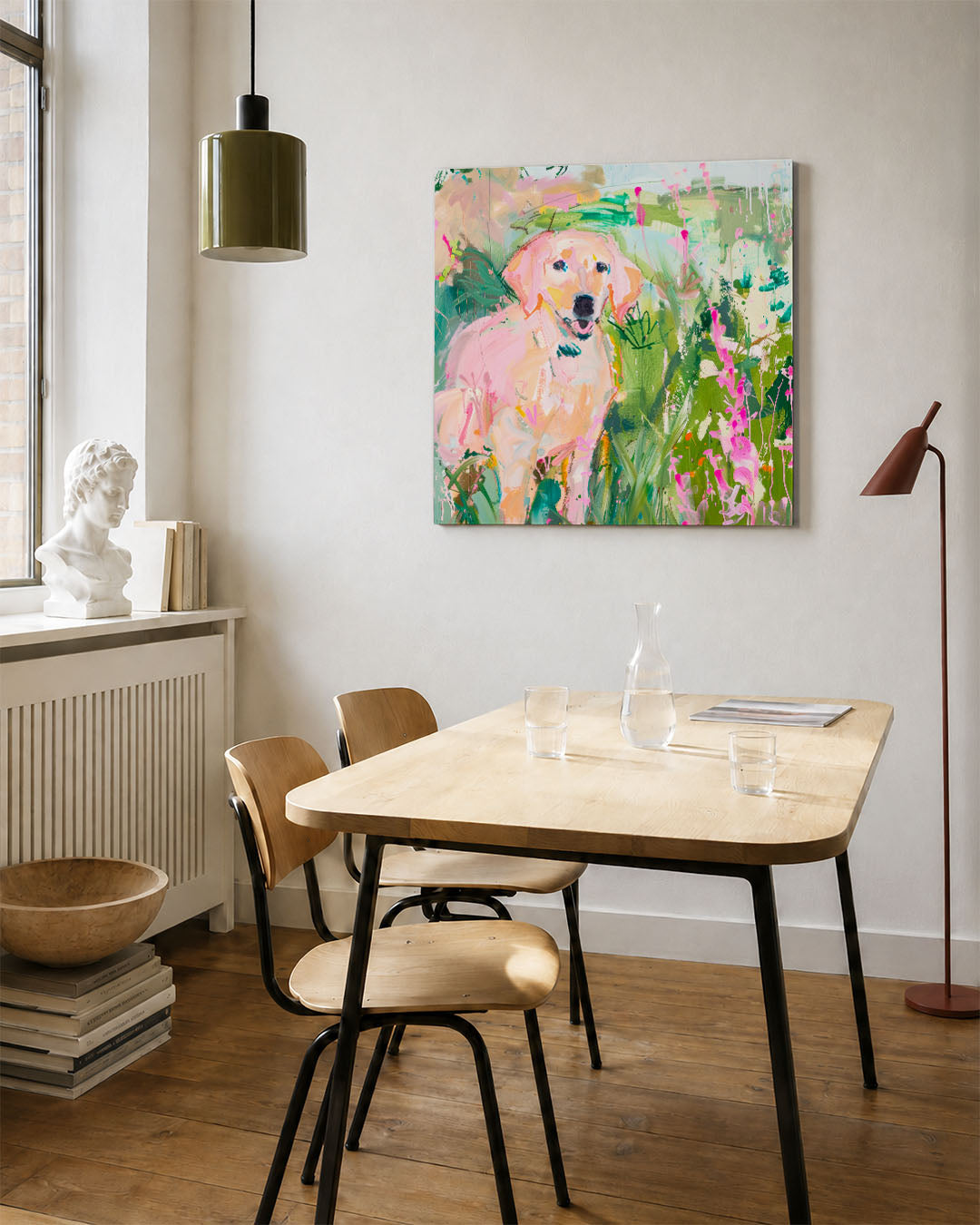 Vrolijke hond in tuin Kunstwerk