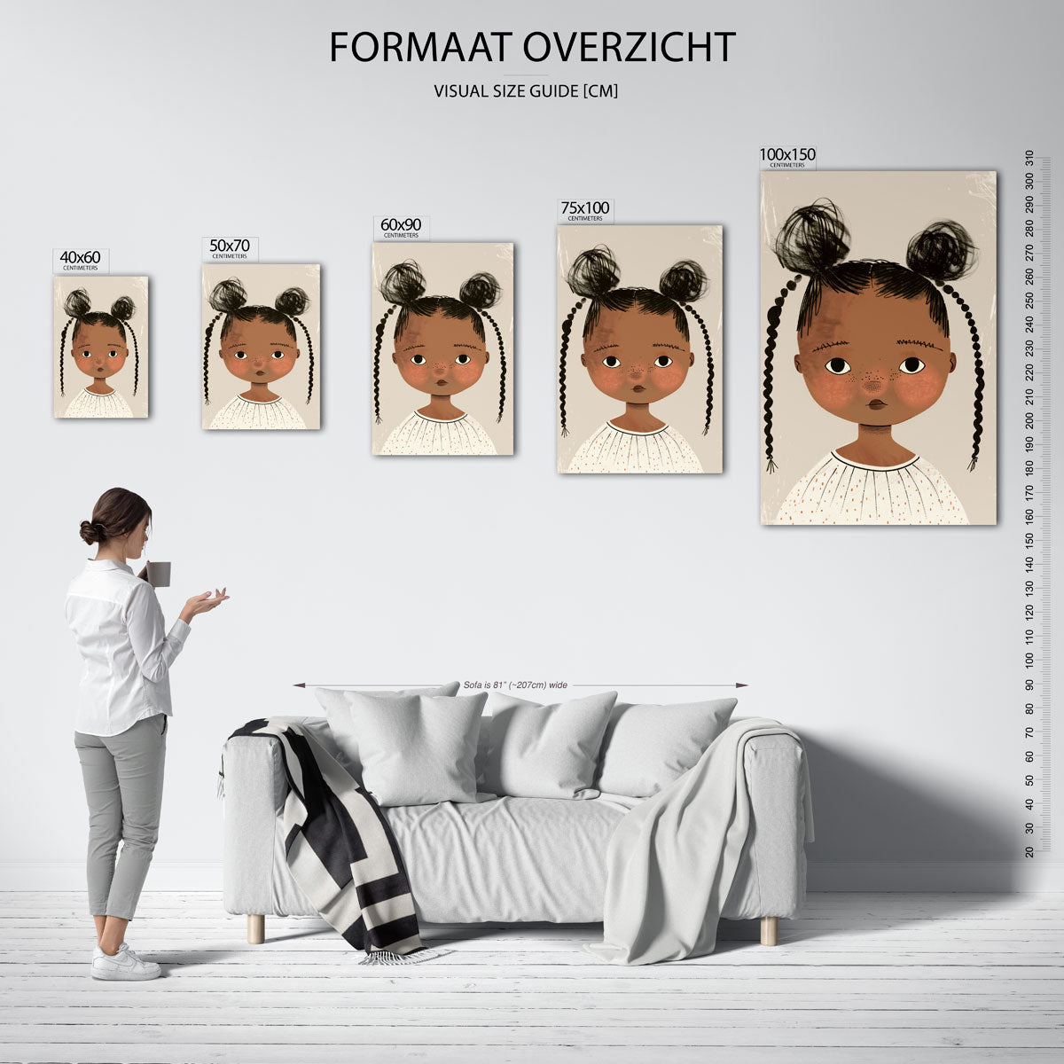 Kinderportret met vlechten Kunstwerk