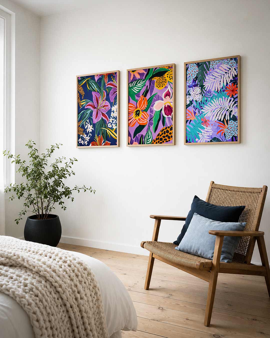Bloemrijke kleurvlakken Posterset