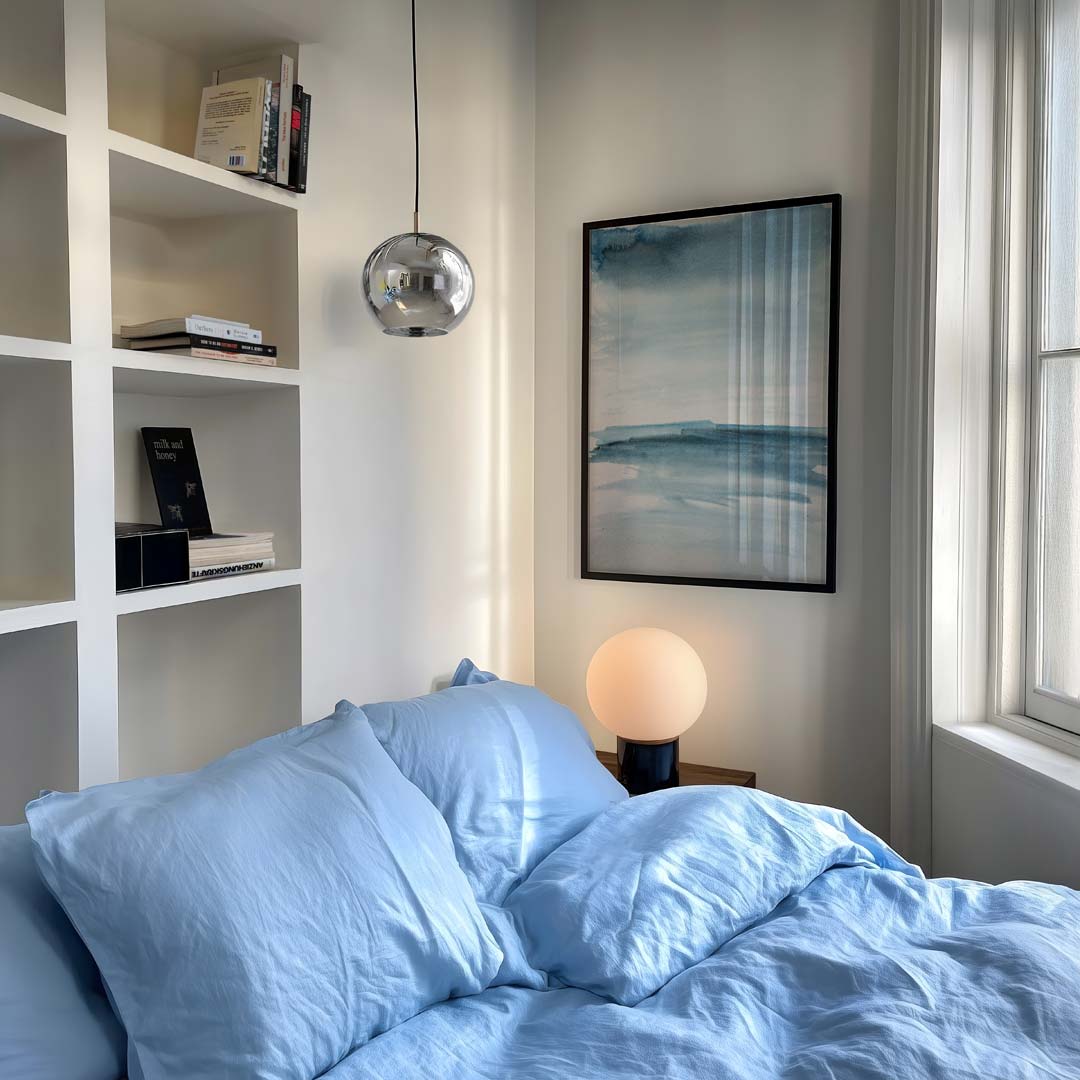 Rustgevende Blauwe Waterverf Poster-WallArtistic