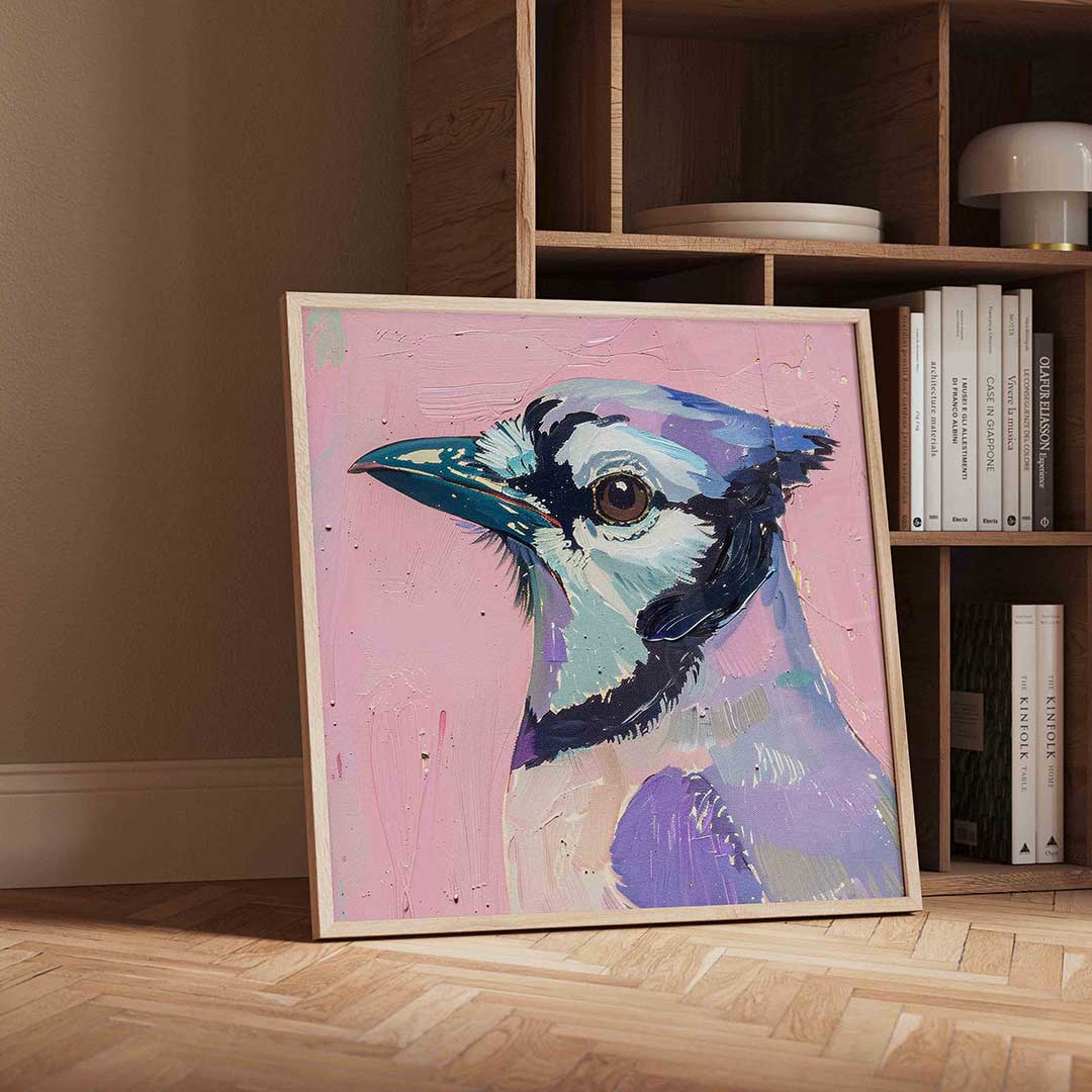 Vogel op roze achtergrond Poster