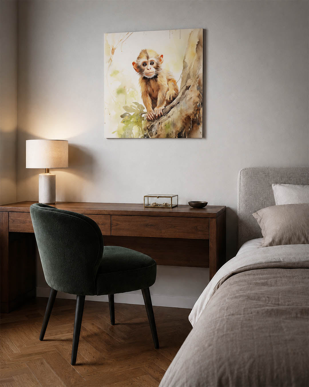 Jonge aap op boom Kunstwerk