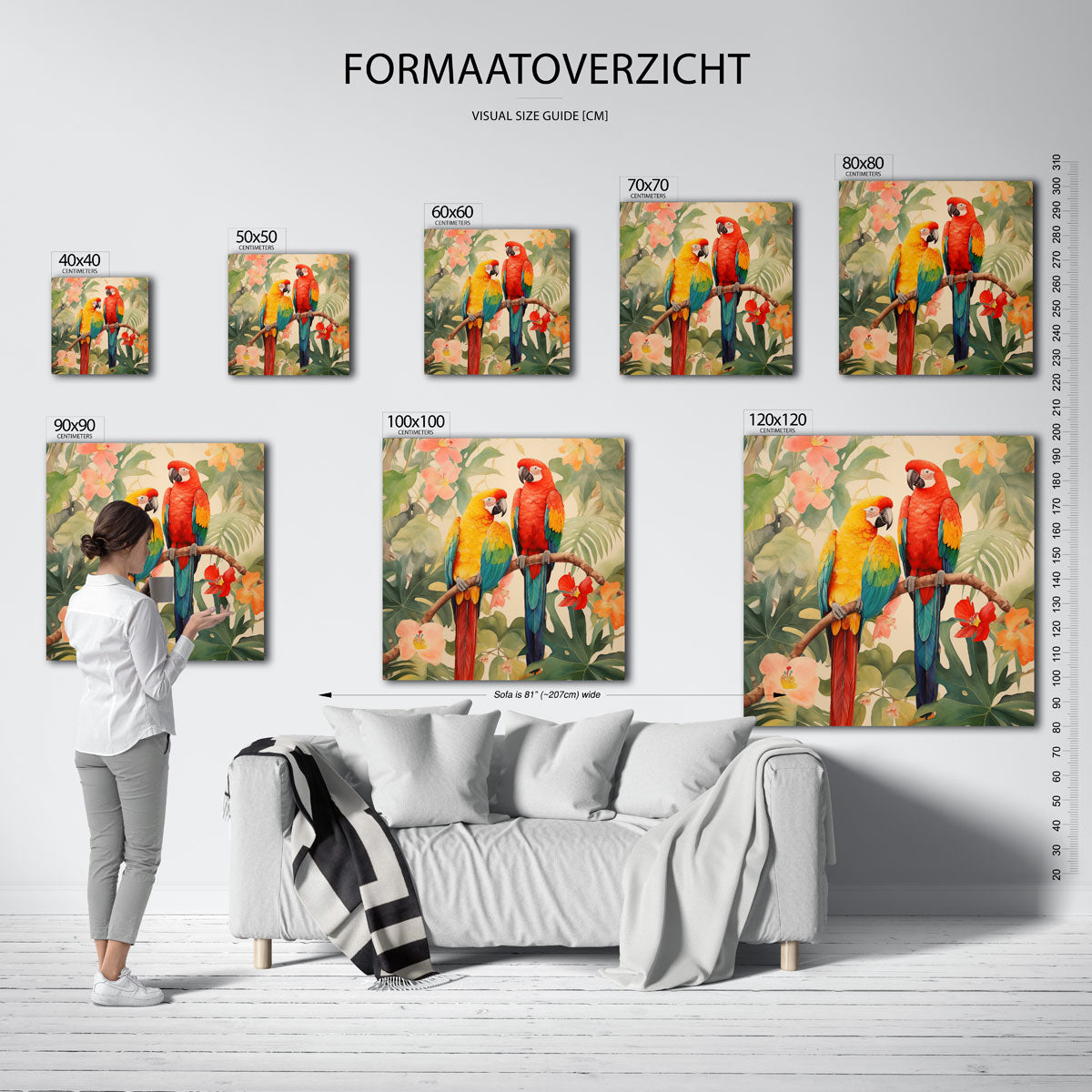 Papegaaien en bloemen Poster