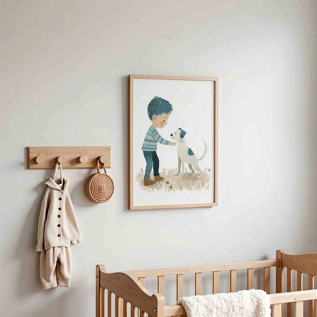 Jongen met hond Poster