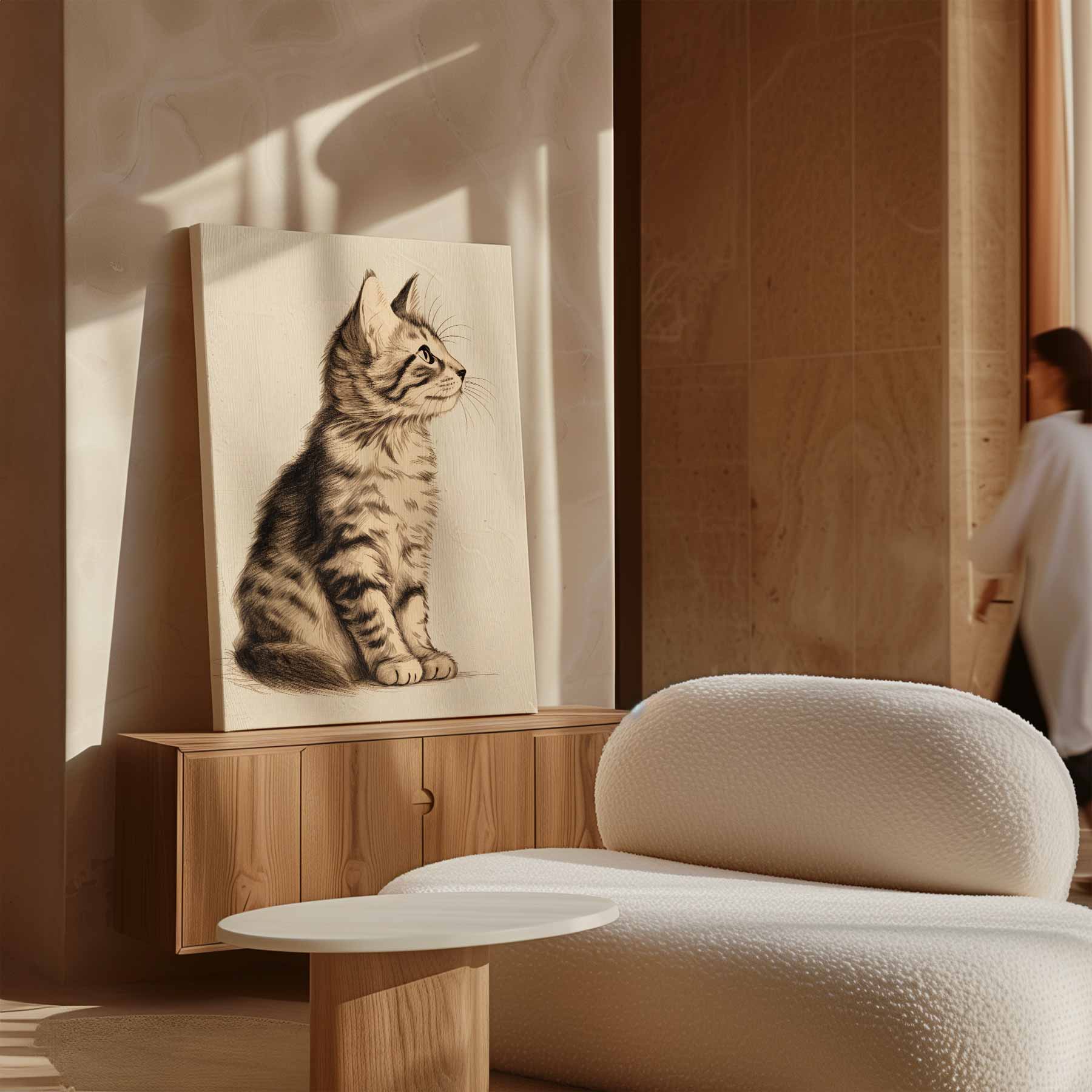 Elegante Kat Schets Kunstwerk-canvas-dibond-plexiglas-wanddecoratie-WallArtistic