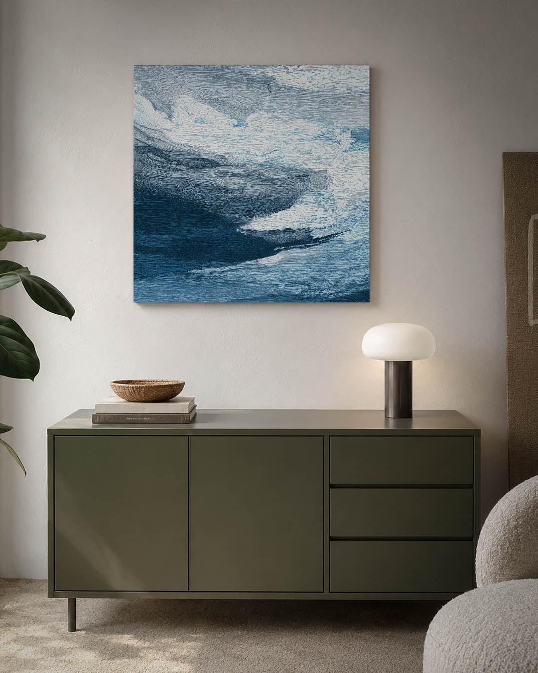 Dynamische blauwe wolken Kunstwerk
