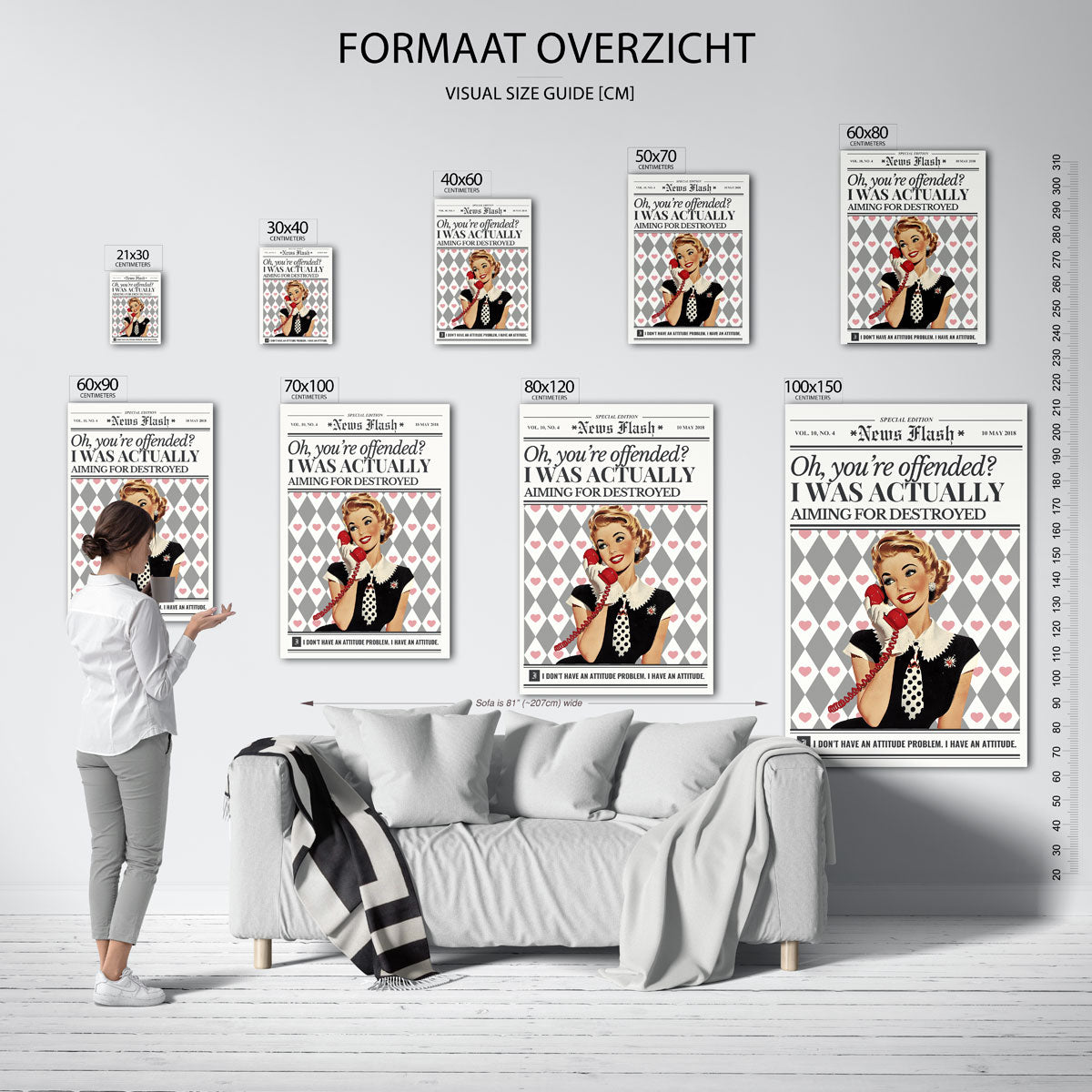 Vrouw met telefoon Poster