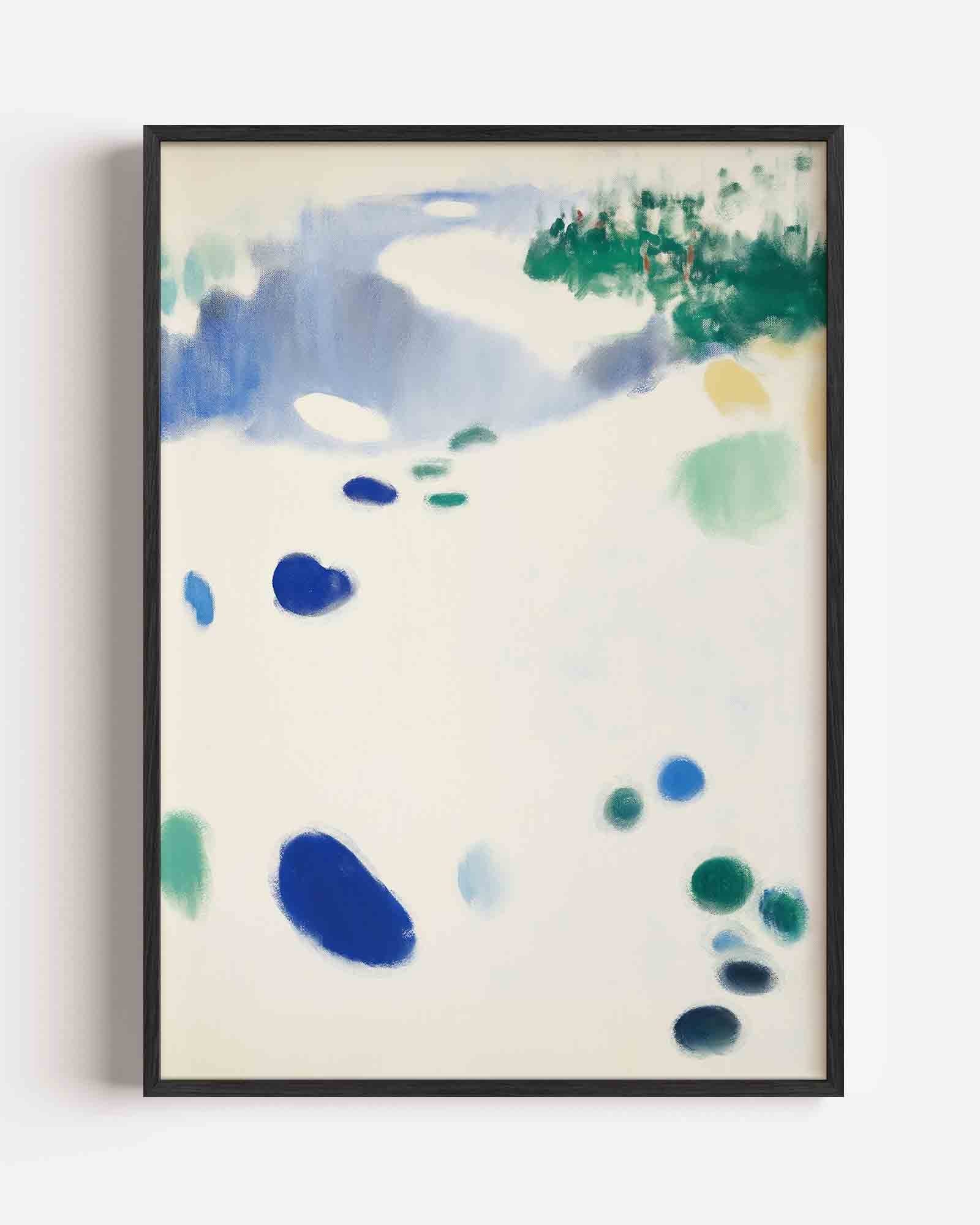 Abstracte blauwe en groene vormen Poster