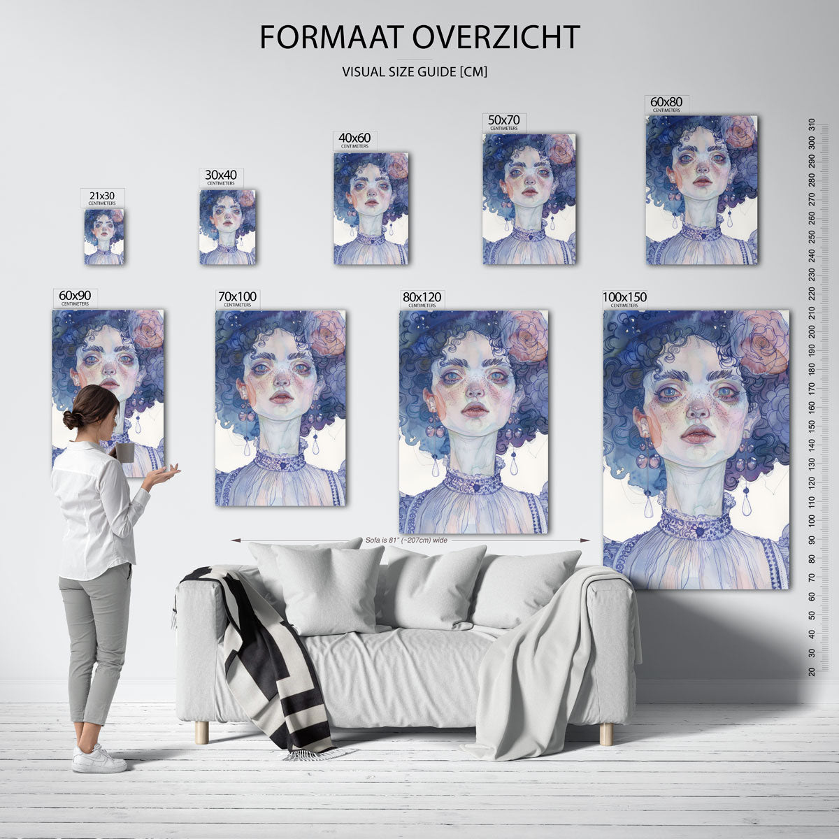 Vrouwelijk portret met bloemen Poster