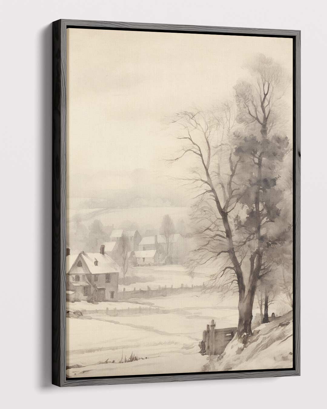 Winterlandschap in Waterverf Kunstwerk-canvas-dibond-plexiglas-wanddecoratie-WallArtistic