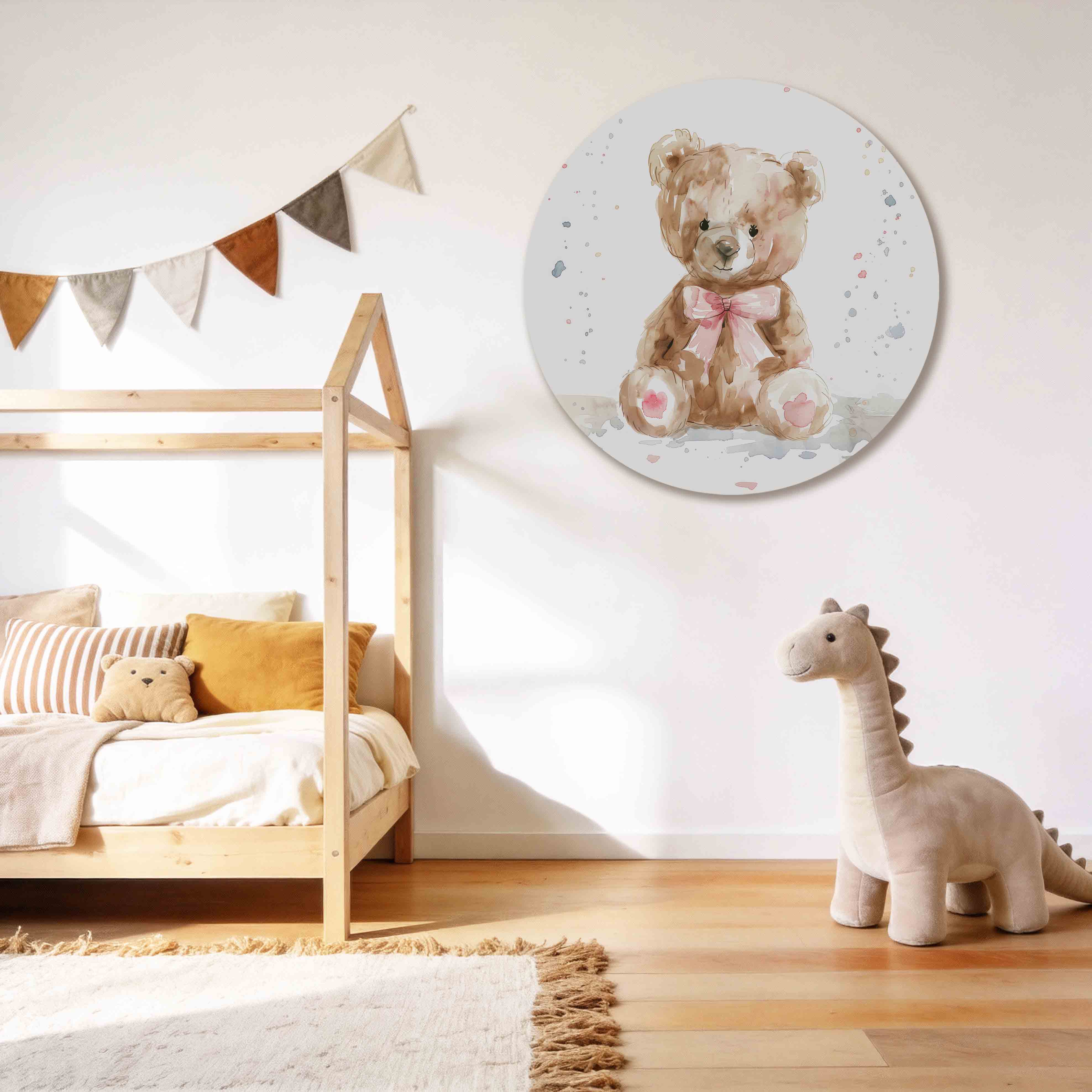 Teddybeer met strik Muurcirkel