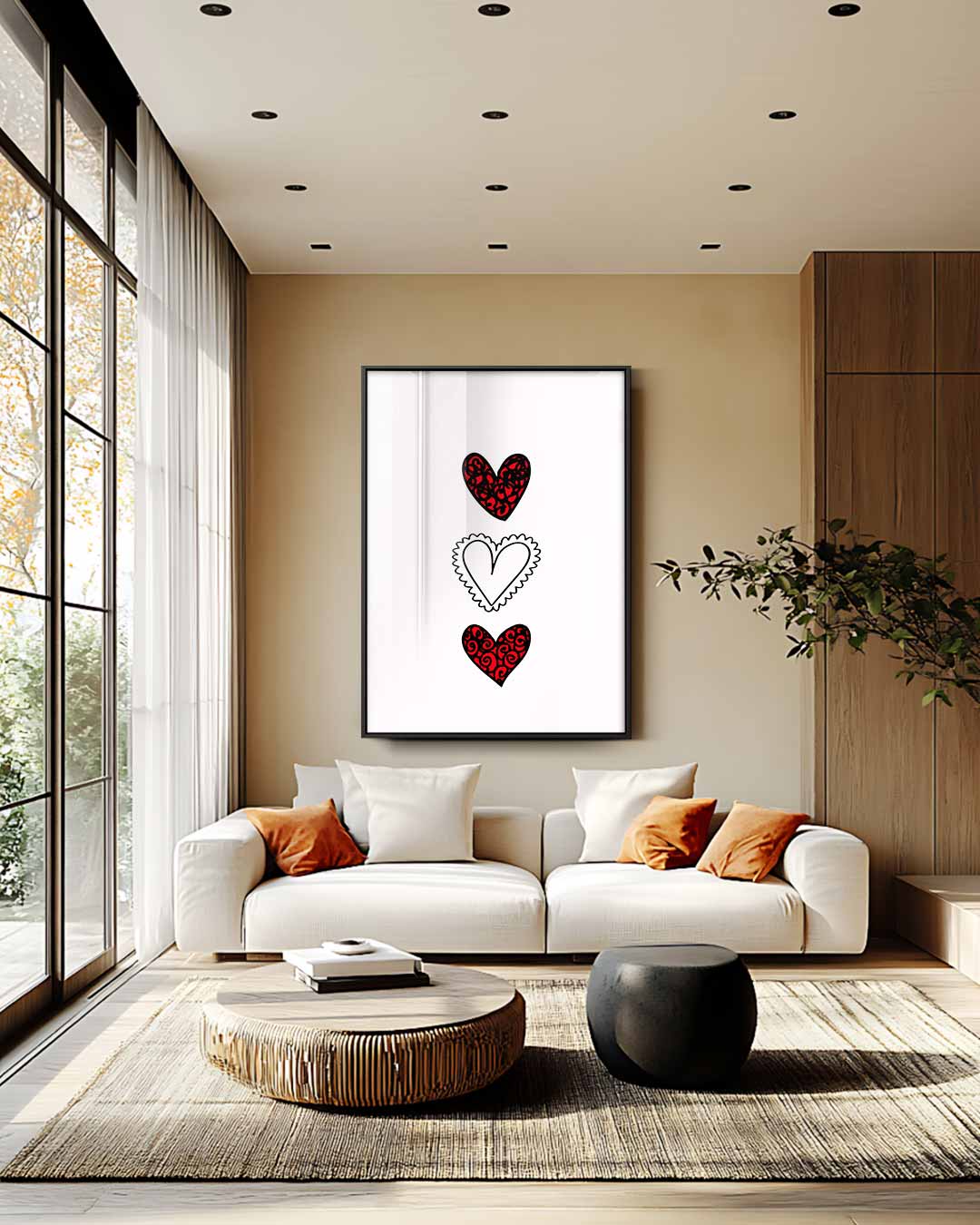 Drie Harten Inspiratie Kunstwerk-canvas-dibond-plexiglas-wanddecoratie-WallArtistic