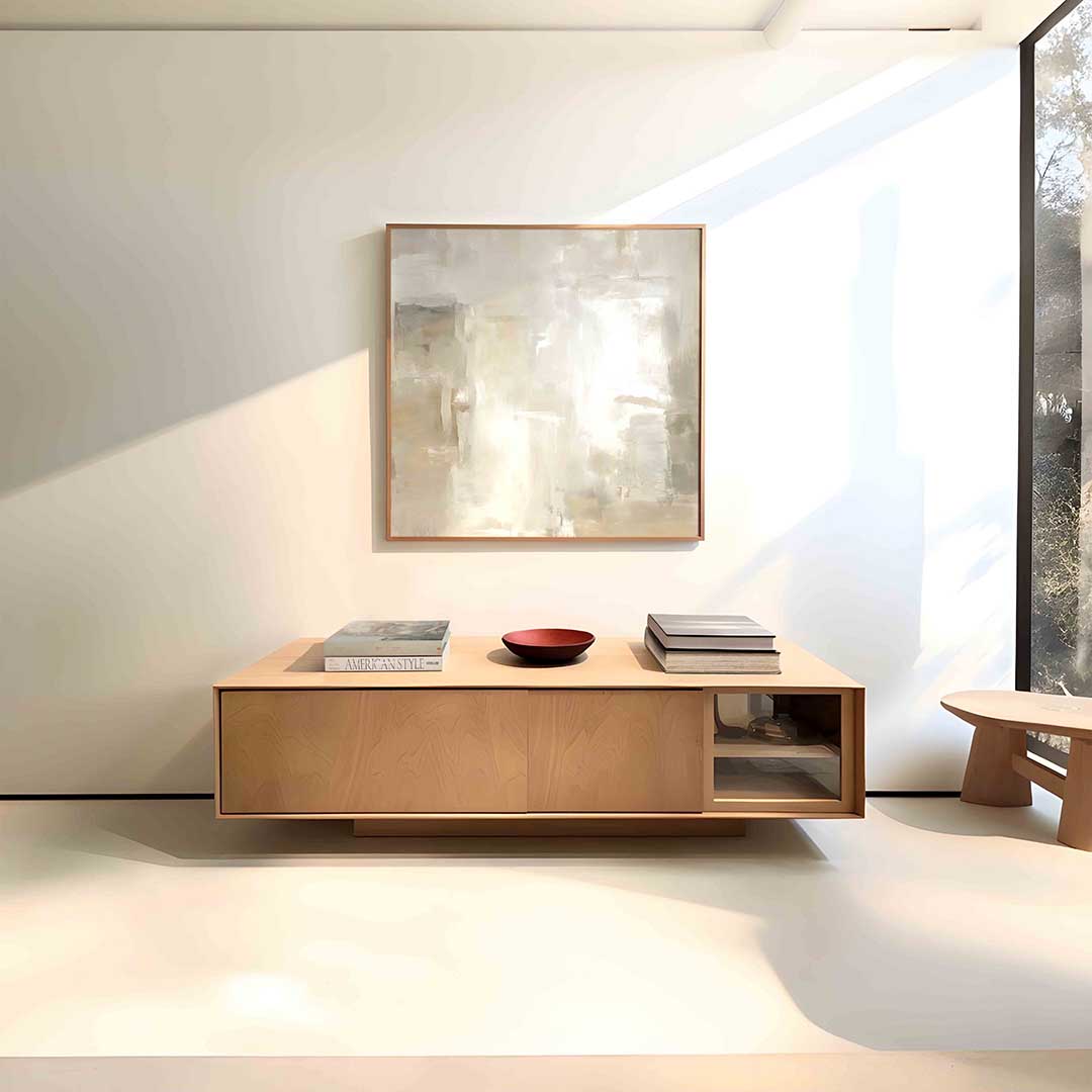 Abstracte beige en grijze Poster