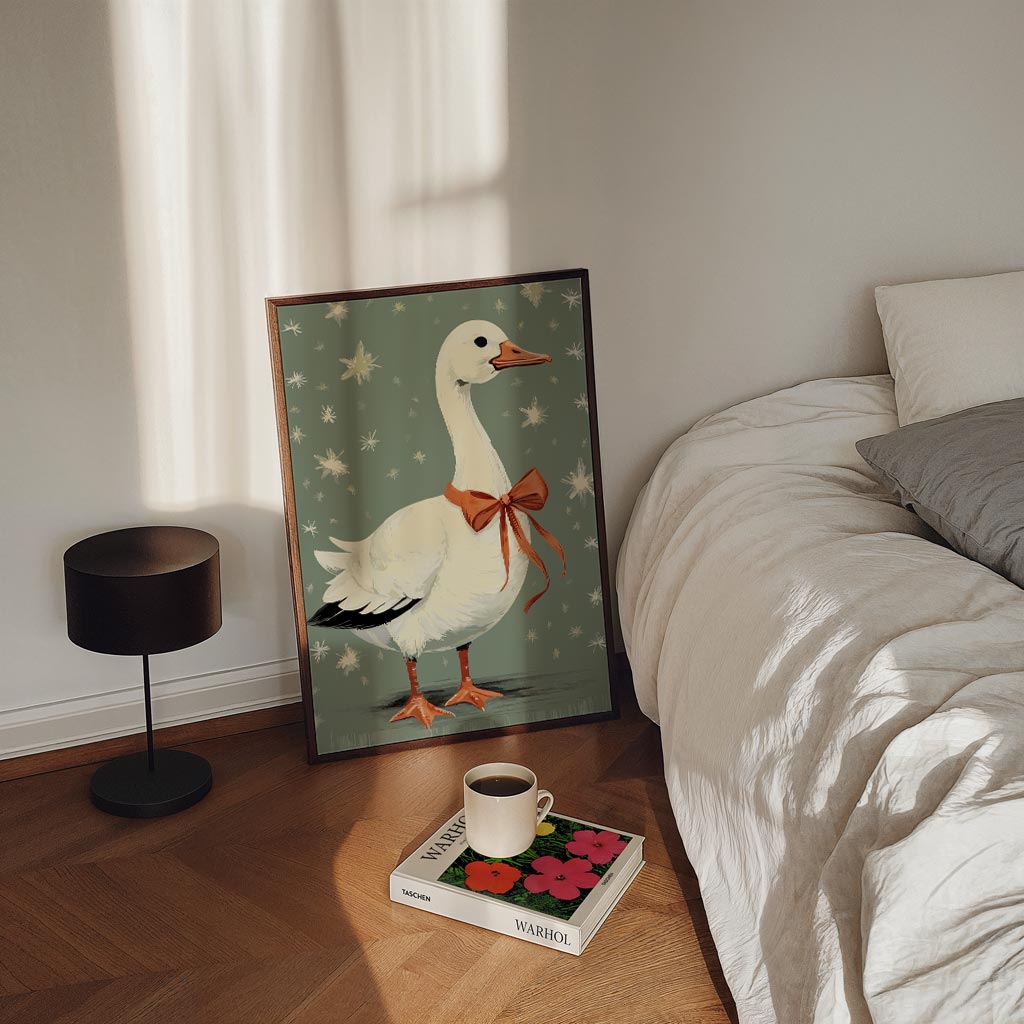 Elegante Eend met Strik Poster-WallArtistic