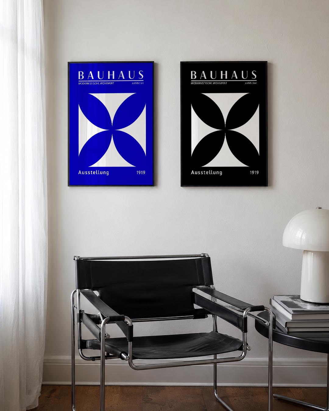 Blauw wit vormen Posterset